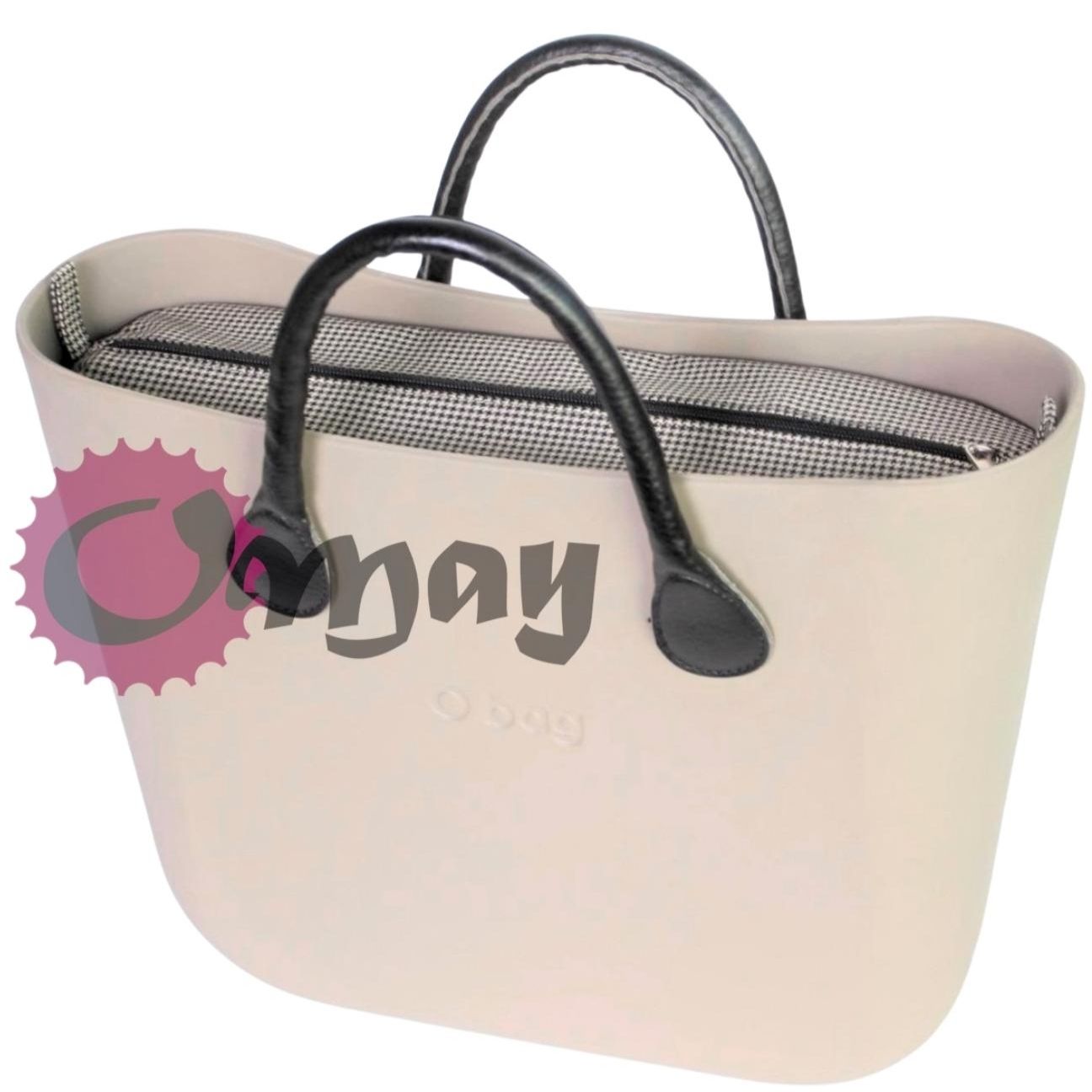 Czarny organizer do OBAG STANDARD pepitka piasek 2kieszenie wkład OMAY