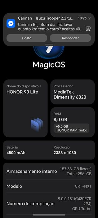 Honor 90 lite como novo