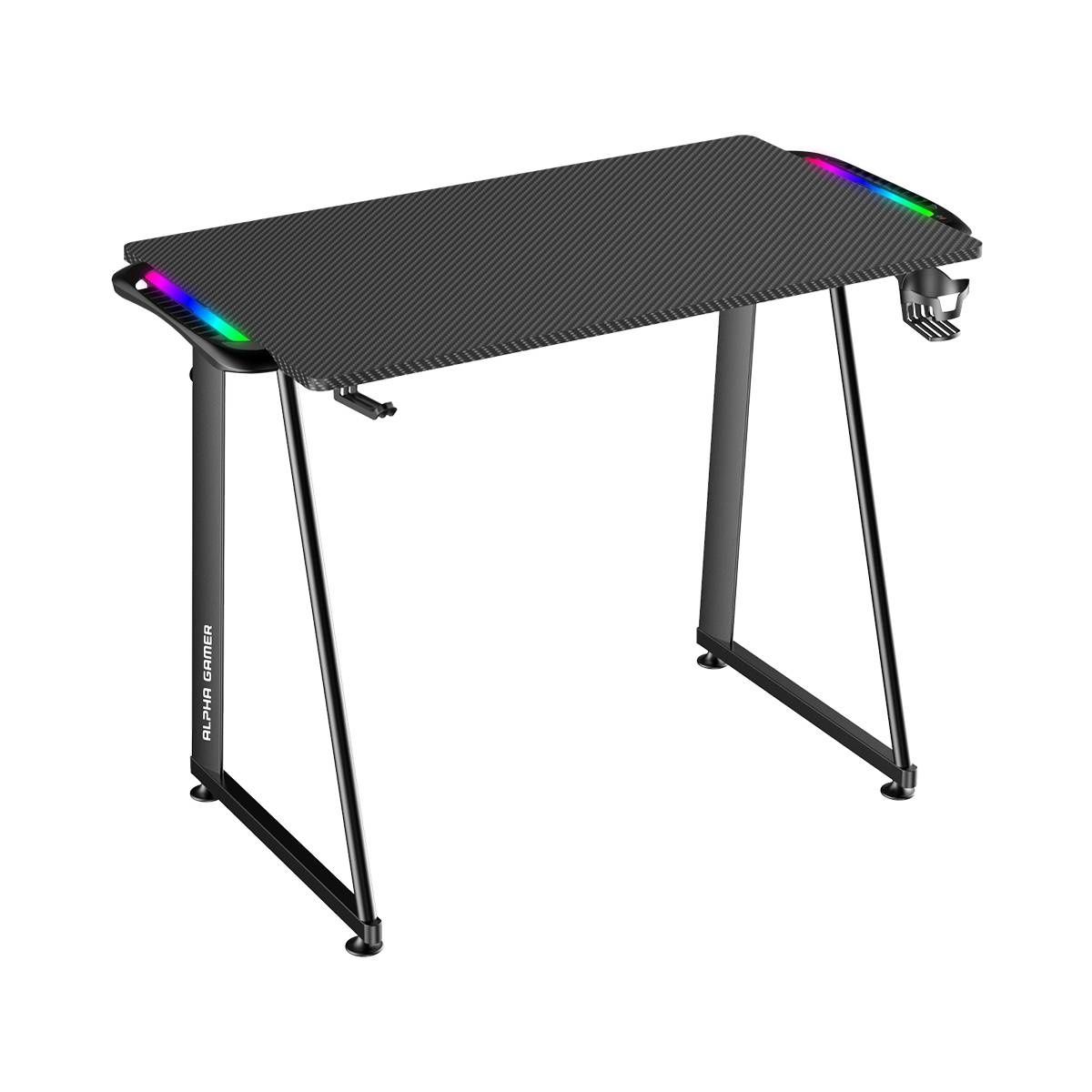 Secretária Gaming Alpha Gamer Auri RGB Gaming Station Preta