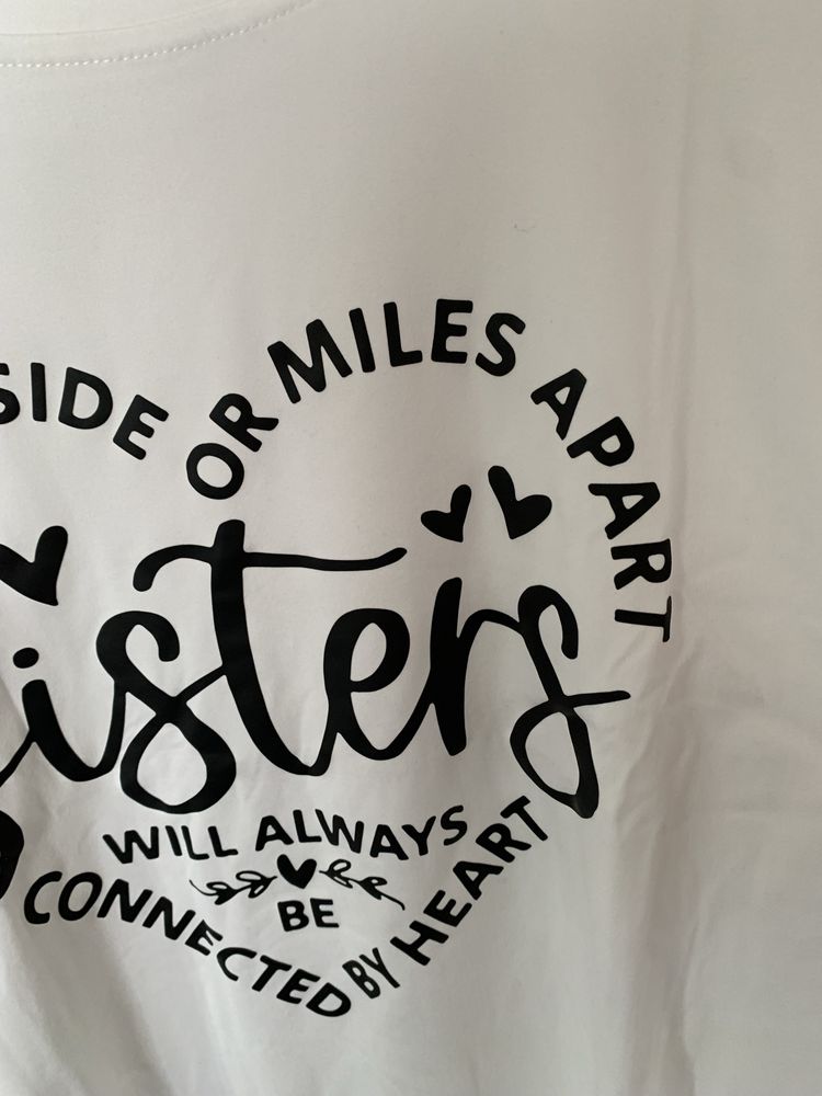 Modna bluzka damska t-shirt Sisters serce love rozmiar 52 nowa