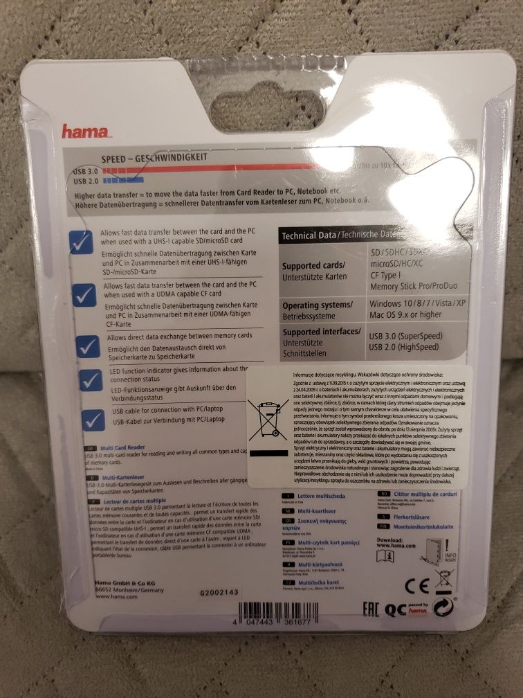 Czytnik kart pamięci Hama Multi USB 3.0