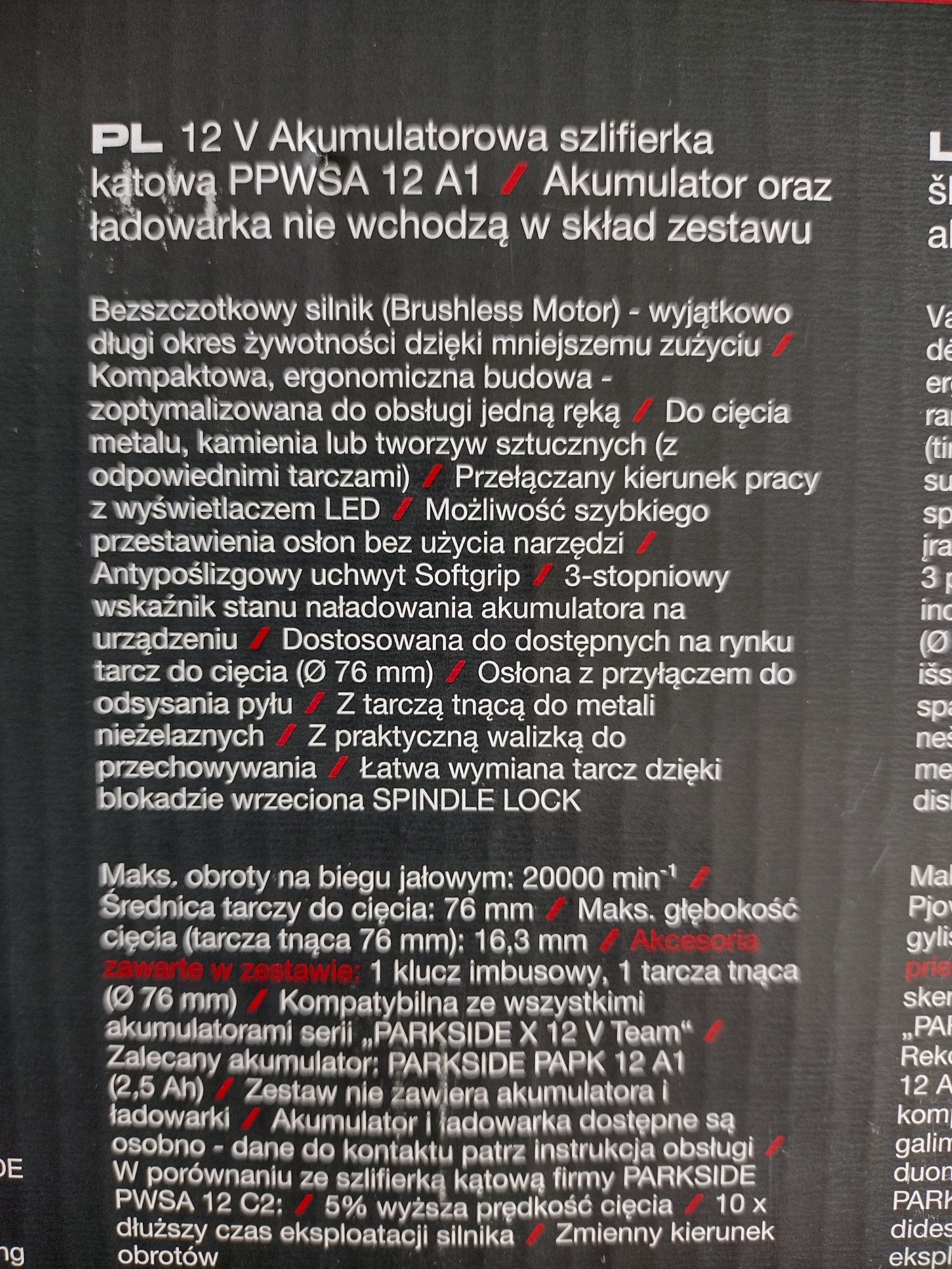 Parkside performance PPWSA 12 c2 szlifierka kątowa Nowa