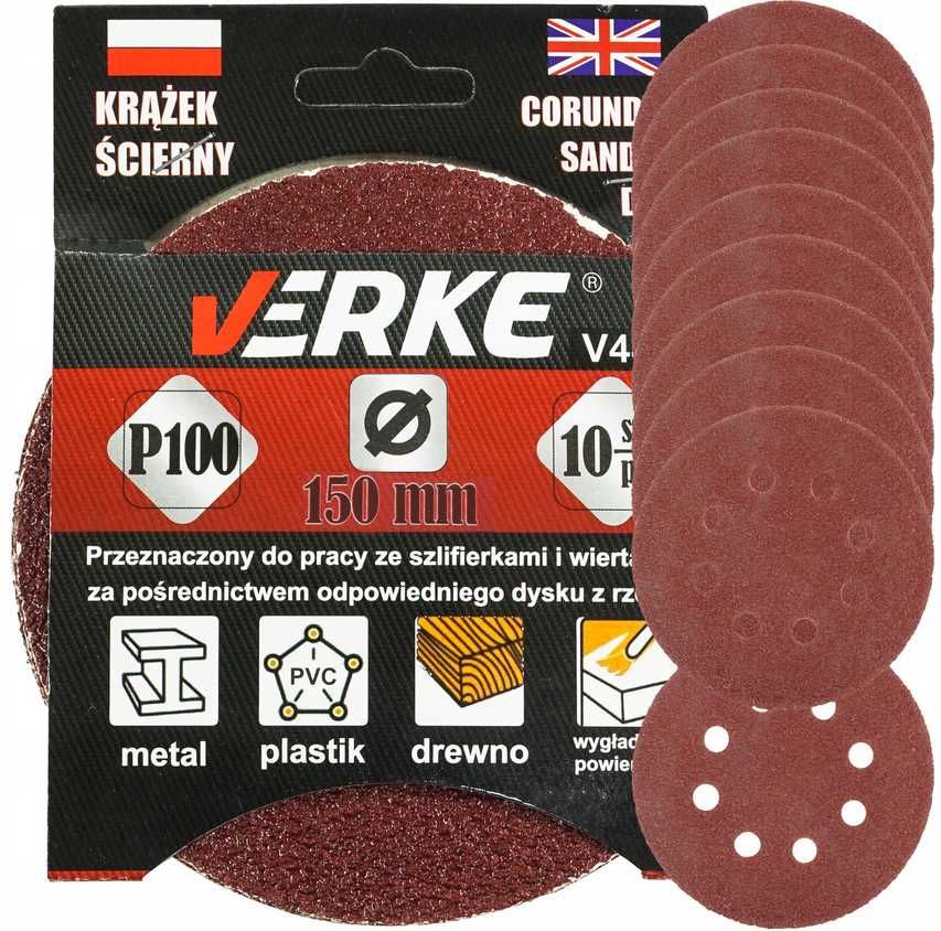 Krążek Papier Ścierny Na Rzep P100 150mm 10 Sztuk