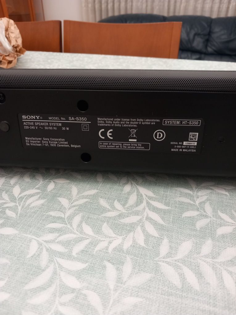 Barra de som e subwoofer Sony