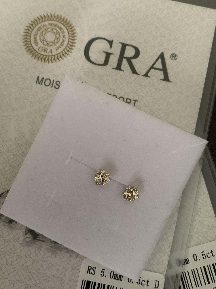Nowe kolczyki z  moissanitem 0,5 ct z certyfikatem GRA