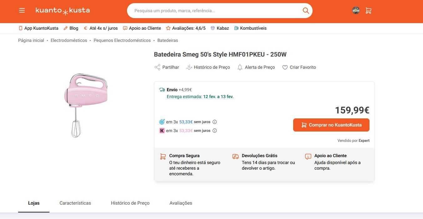 [NOVO/SELADO] Batedeira SMEG HMF01PKEU (250 W - Rosa) [150€ nas lojas)