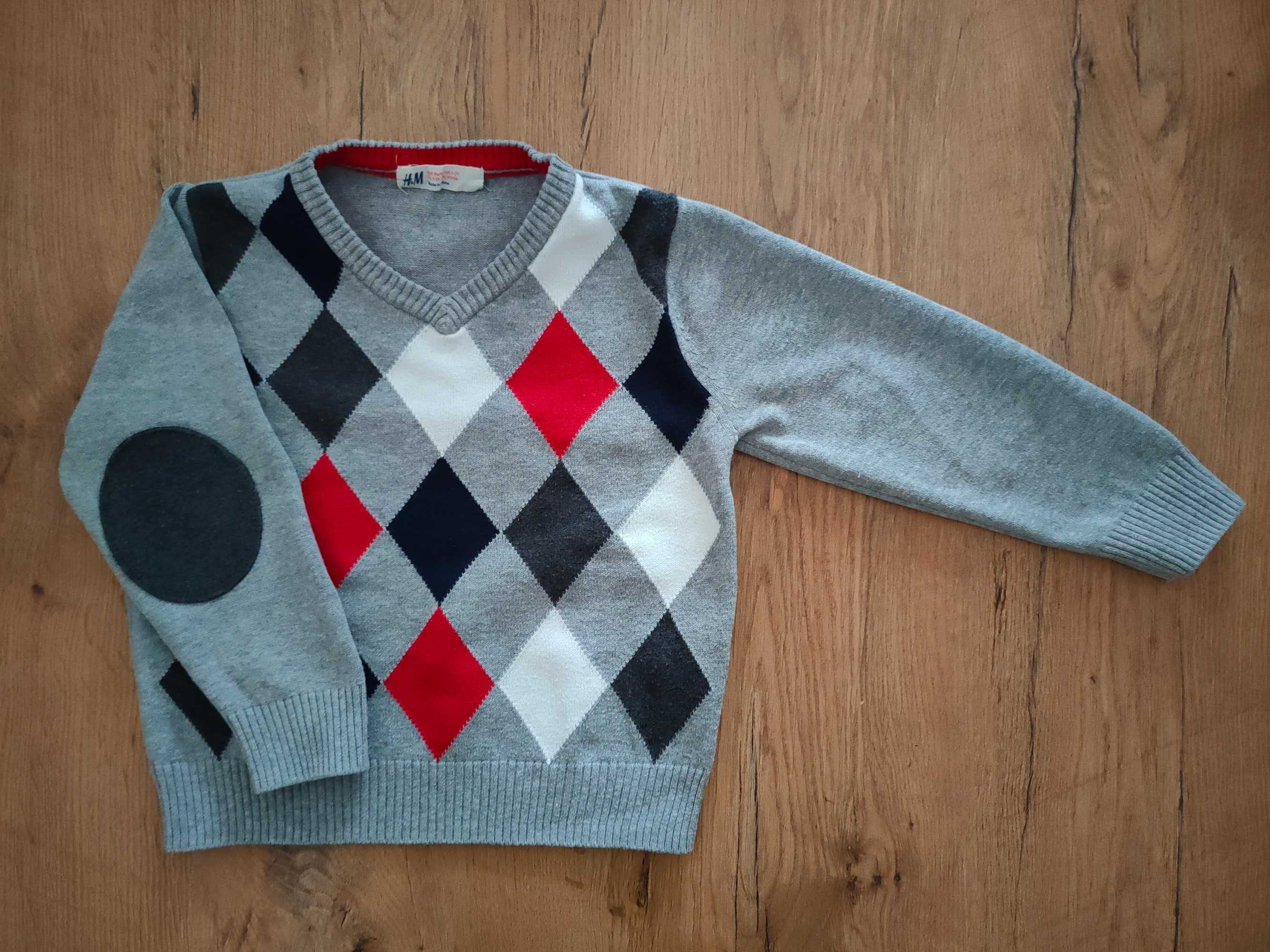 Sweter H&M 86 - 92 w romby świąteczny