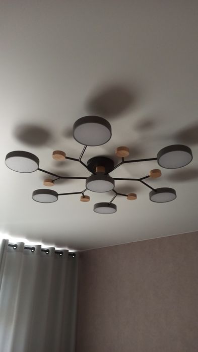 Люстра лед світильник білий сірий стельовий 93 см 60Ватт до 20 м²