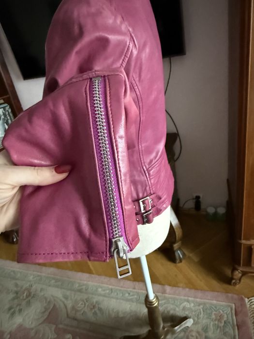 Kurtka skórzana Ochnik XS różowa