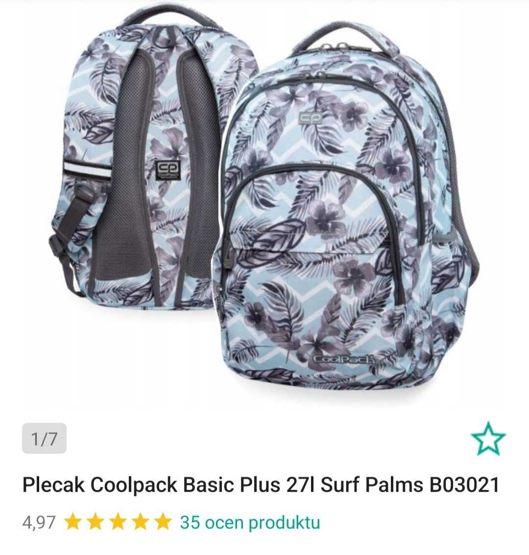 Plecak szkolny lekki CoolPack Surf Palms 27 l. niebieski szary