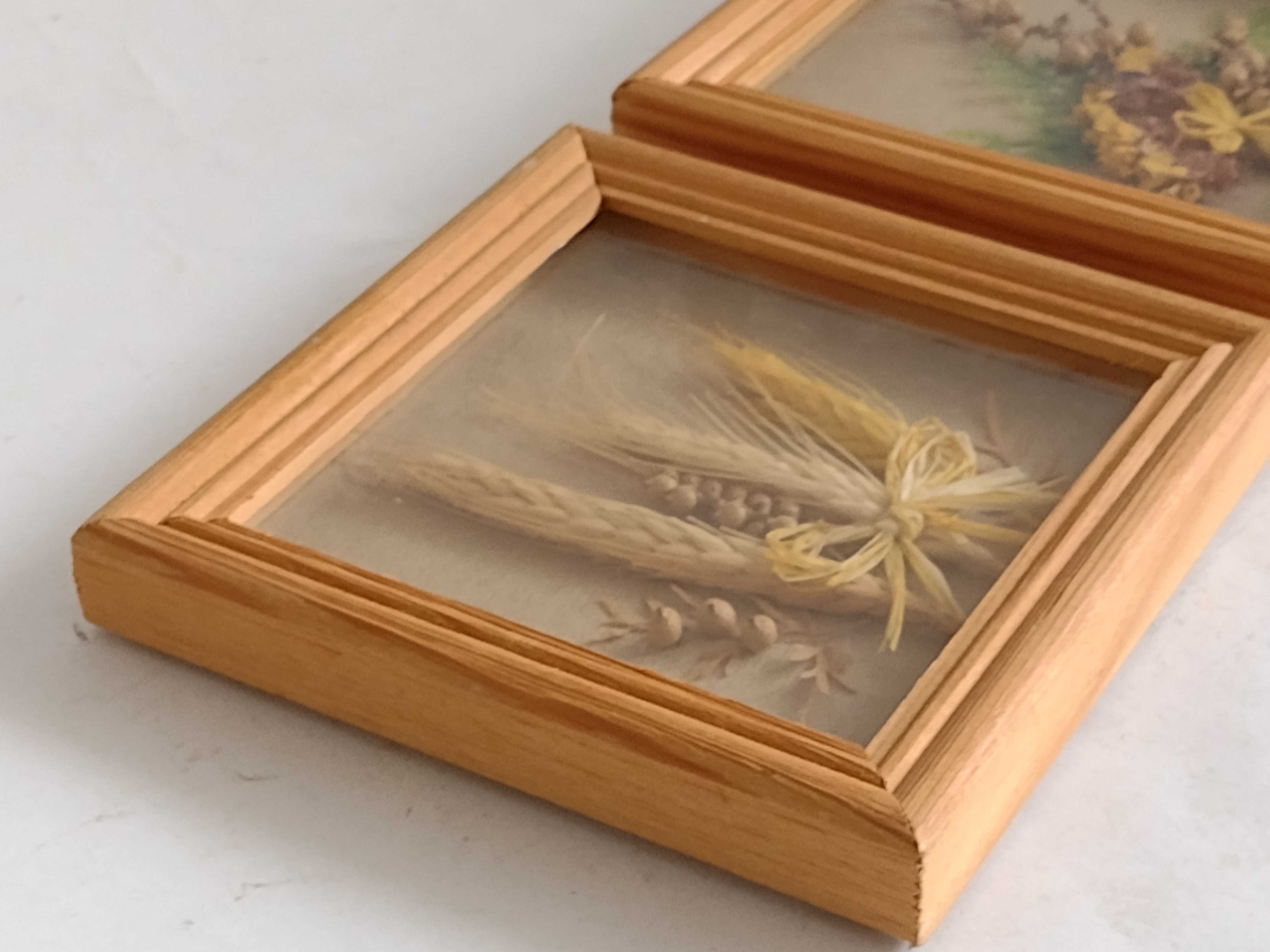 Obrazki Rękodzieło w drewnianych ramkach Oszklone-para - Boho