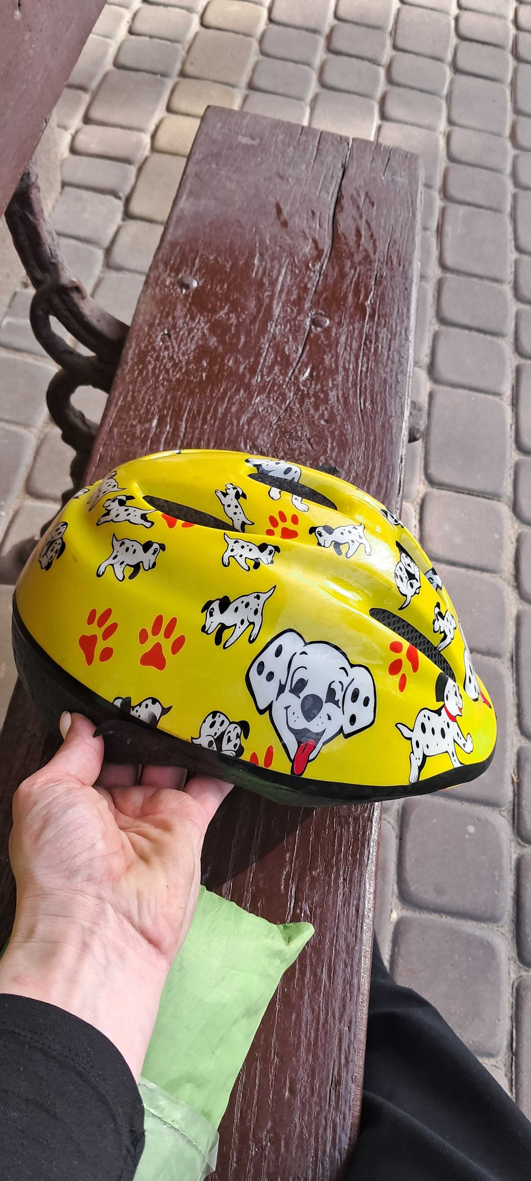 Kask dziecięcy rowerowys xs dalmatyńczyki żółty