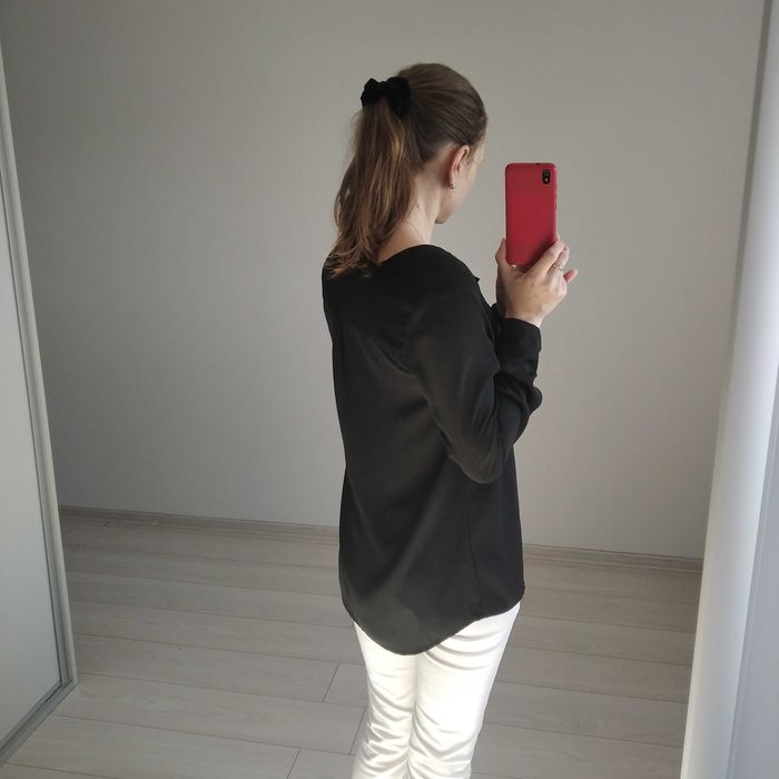 Bluzka koszulowa czarna mgiełka koszula oversize casual S 36 M 38 L 40