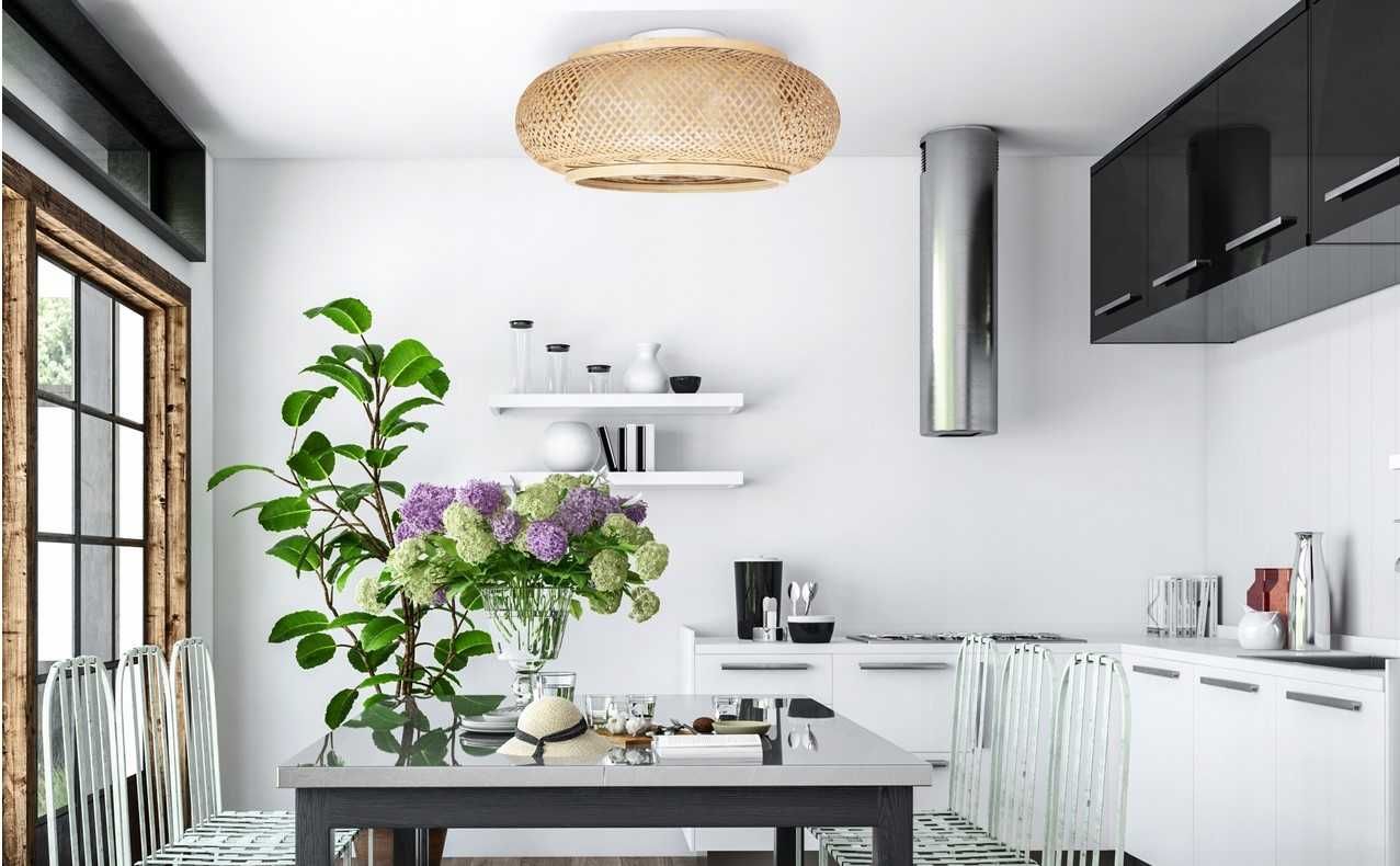 Lampa Naturalna pleciona BAMBUSOWA boho 40 cm Na 3 Żarówki Plafon Nowa