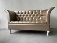 Sofa przyścienna złota, glamour, używana, bardzo dobry stan
