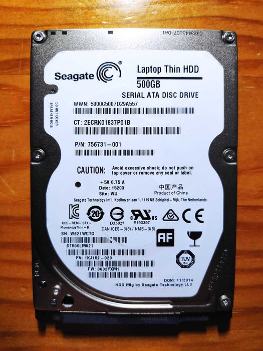 3 HDD Drives 2.5" Seagate Laptop Thin 500GB (7200 RPM)64283923654530122