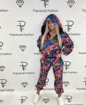 Piękny komplet dres multi kolor logo paparazzi fashion