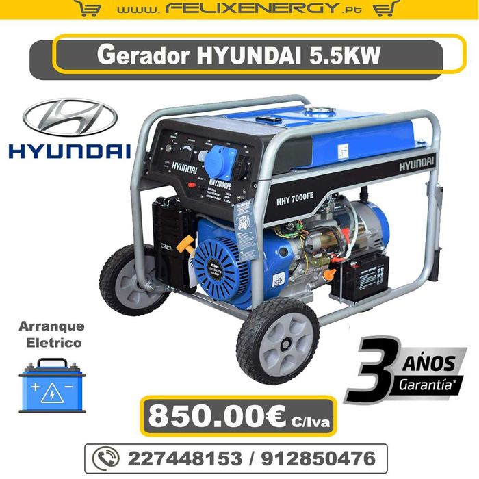 Gerador Monofásico Hyundai 5.5KW C/Arranque Eletrico