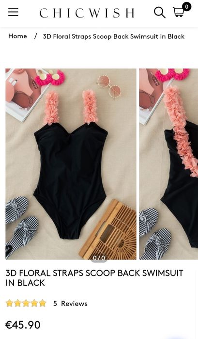 Fato de banho com rebordo floral