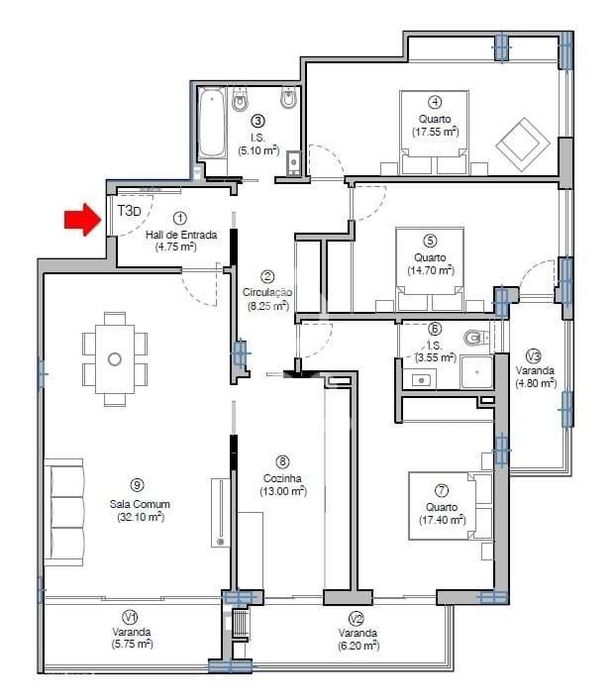 Apartamento T3 c/ lugar de parque - Quinta Santa Maria - Figueira da F