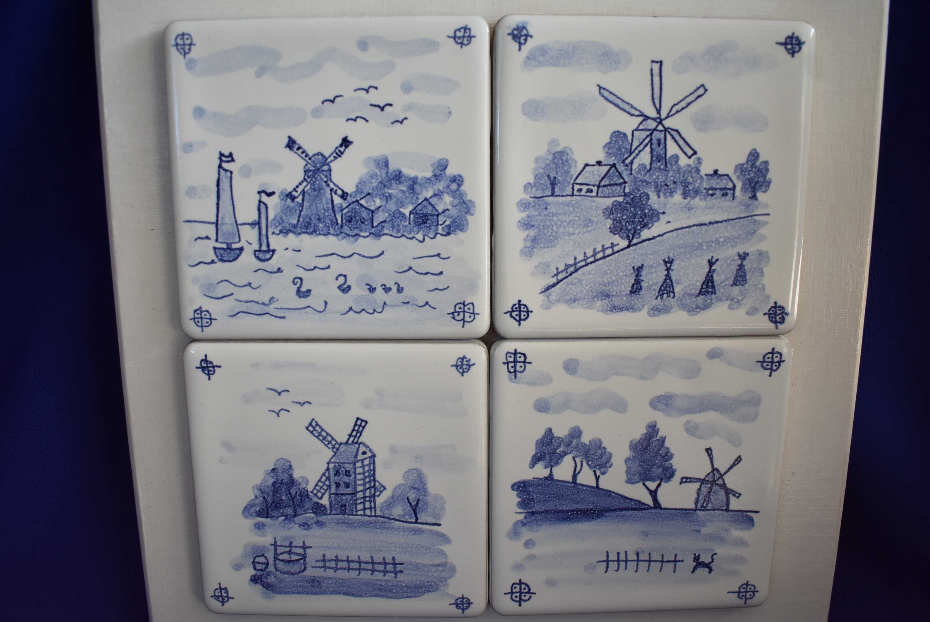 Kafelki ceramiczne wiatraczki holenderskie na desce zawieszka