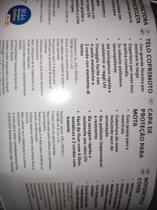 Capa de proteção mota bicicleta com janela para matricula - novo