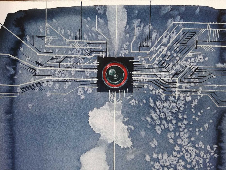 Duas Aguarelas originais de Carlos Marques. Inteligência Artificial