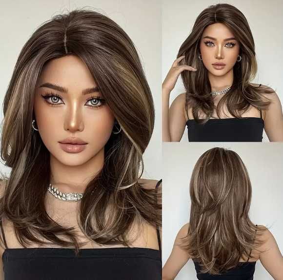 Peruka włosy brąz długie Wysyłka PL