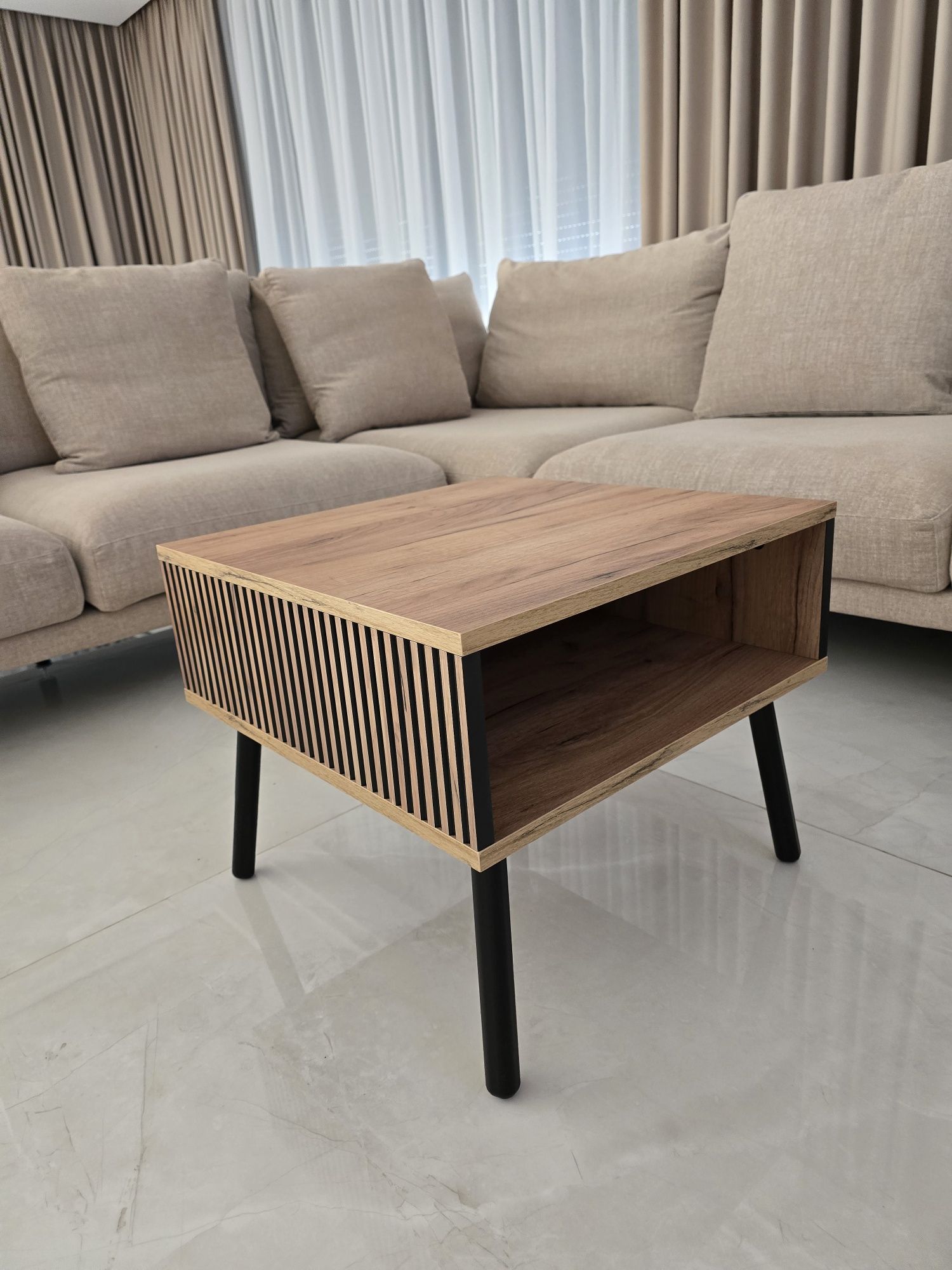 Stolik kawowy modern lamele loft
