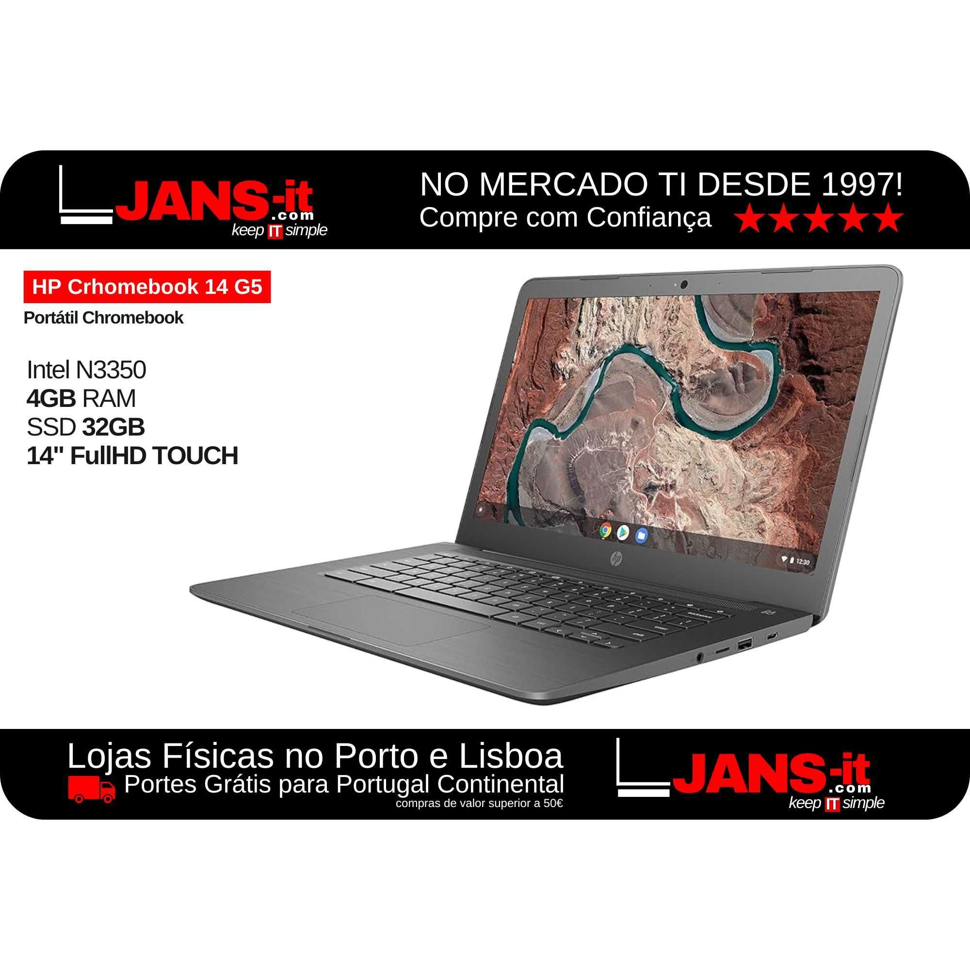 HP Chromebook 14 G5 - 4GB 32GB 14" FullHD Touch - Com Garantia