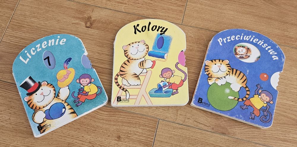 3 książeczki liczenie przeciwieństwa kolory