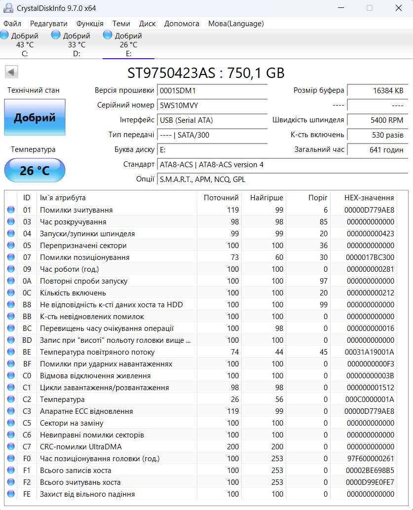 Жорсткий диск Seagate Momentus 750GB/5400/16MB/ST9750423AS/2.5"/SATAII