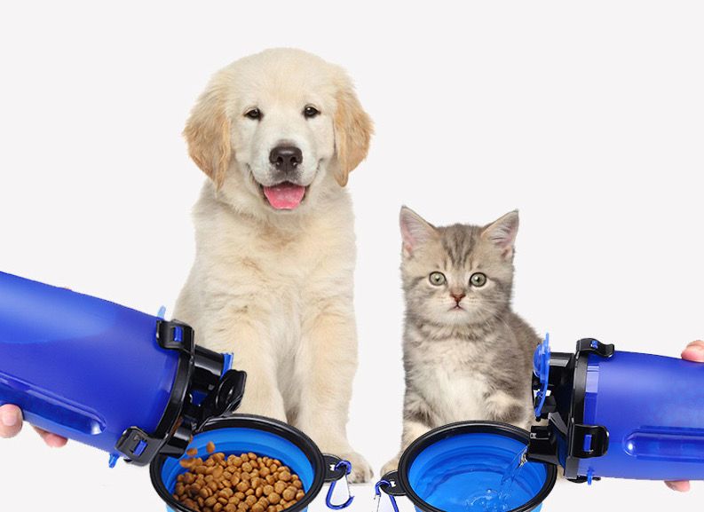 Поилка для животных собак и котов дорожная емкость для корма и воды