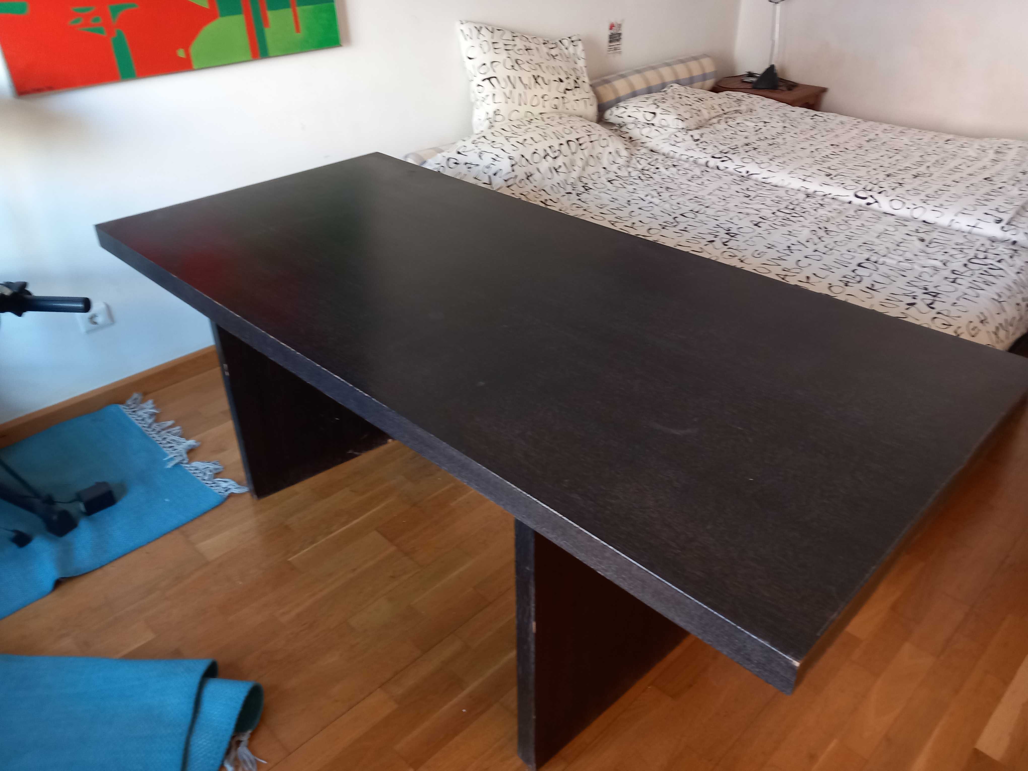 Mesa jantar 6 pessoas, madeira preta, 185x85x74