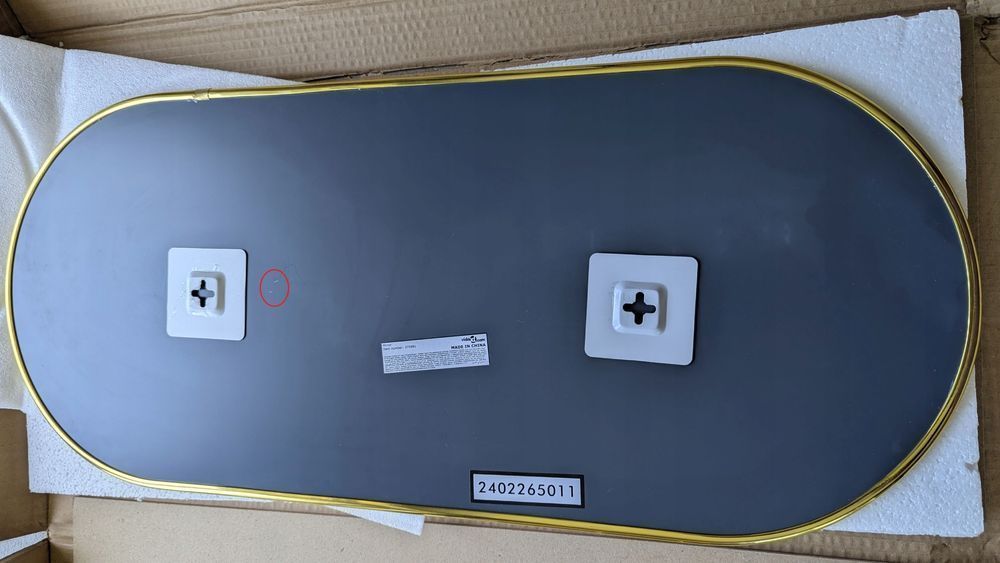 Vidaxl Lustro Ścienne Złote 70X30Cm Owalne Mini Rysa Zdjecia