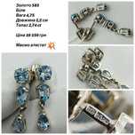 #сережки#белое# золото585# длина 2,2 см# топаз#