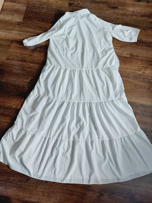 Biała sukienka maxi długa krotki rekaw arabska cudowna piękna l xl 2xl