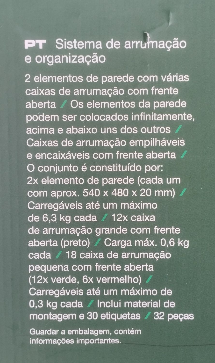 Sistema de arrumação e organização Parkside
