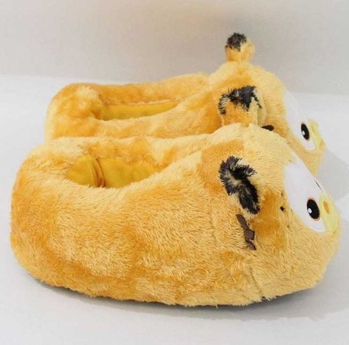 Мягкие тапочки желтые котики домашние тапки Гарфильд