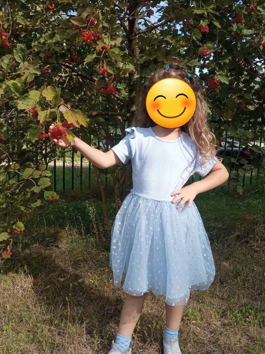 Плаття велюрове 6 років синє бежеве