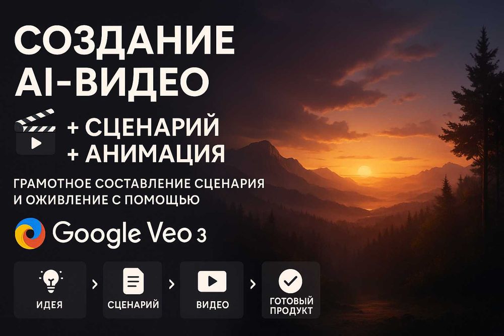 Создание AI-видео + сценарий + анимация Google Veo3 | Под ключ