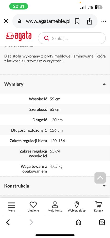 Ławostół rozkładany dąb sonoma