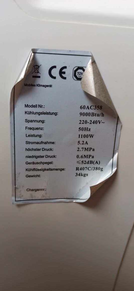 Klimatyzacja Klimatyzator przenośny 60ac358 klima osuszacz do kampera