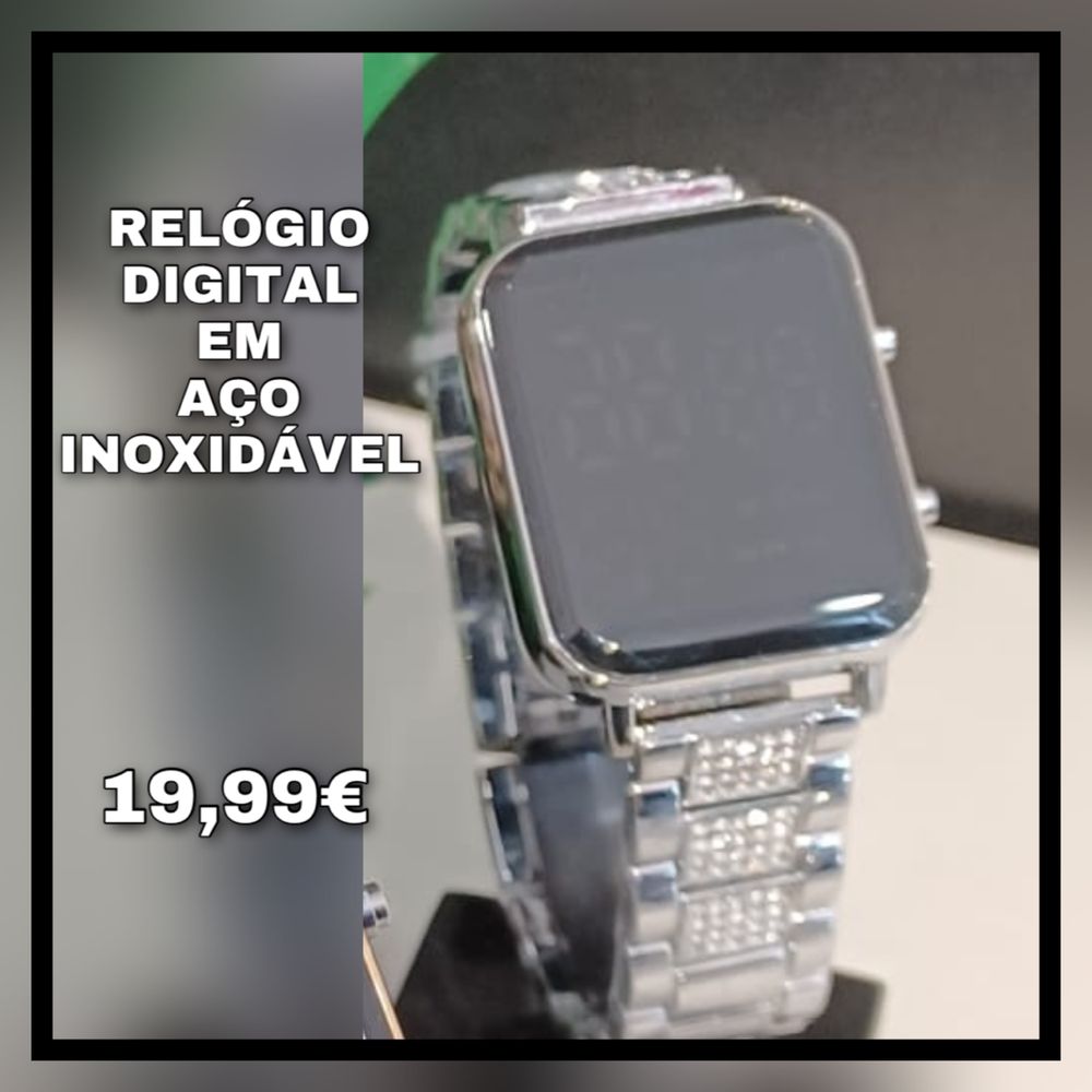 Relogios digitais em aco inoxidavel