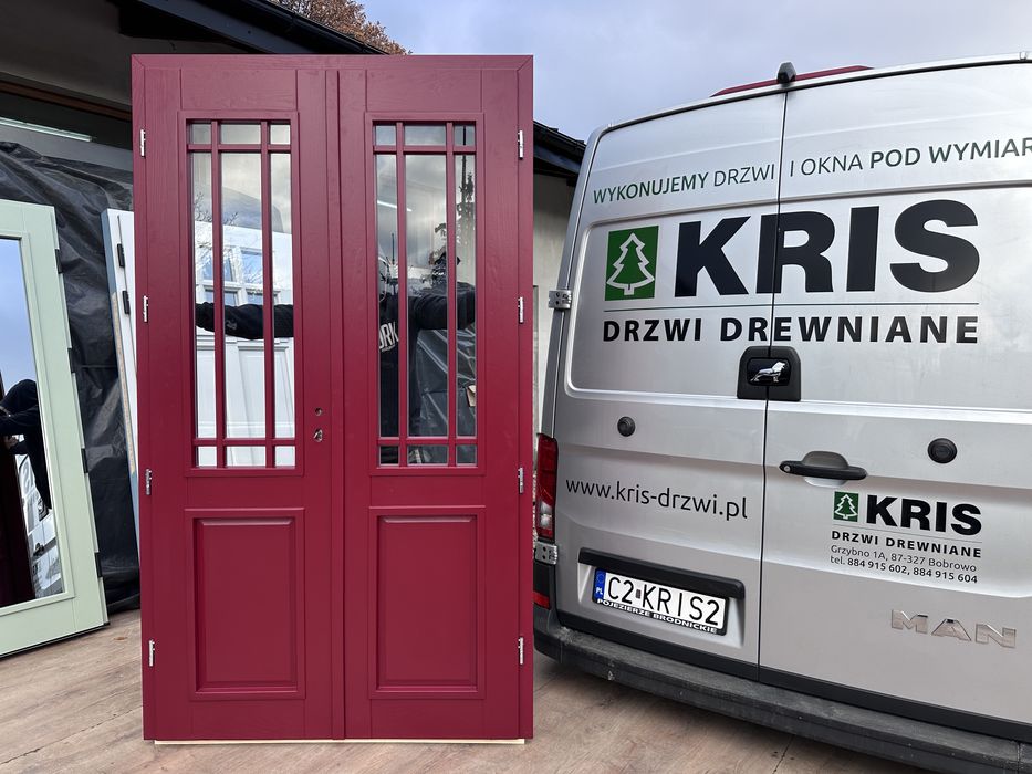 Drzwi wewnętrzne drewniane dwuskrzydłowe montaż cała Polska na wymiar