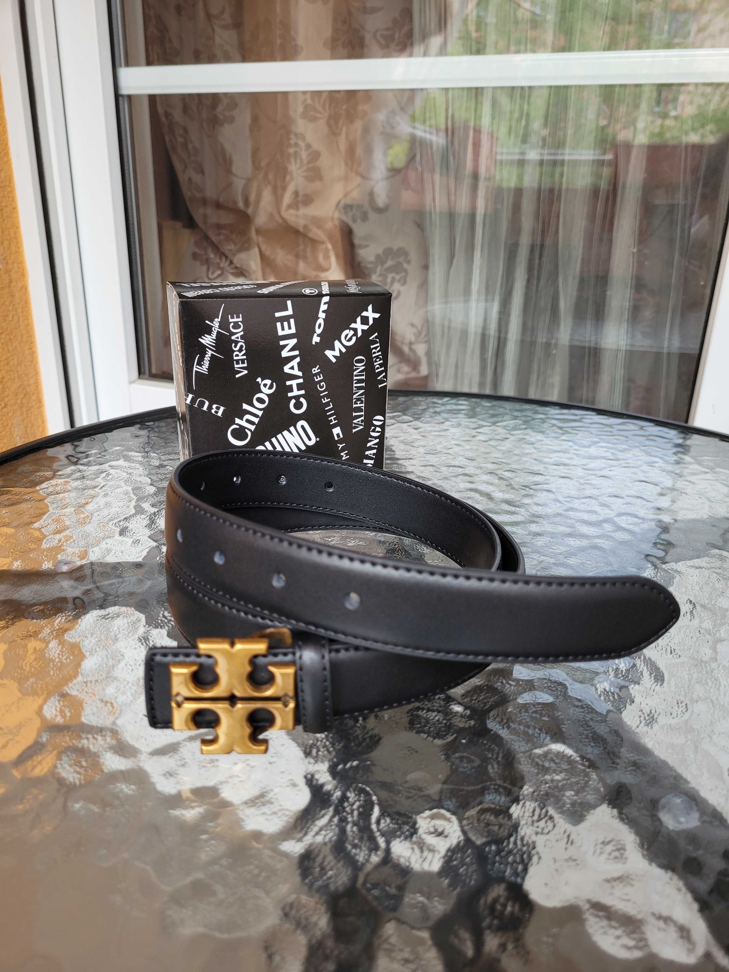 Czarny skórzany damski  Tory Burch 105 cm