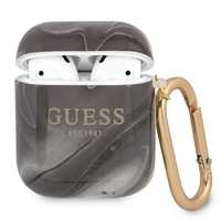 Guess Gua2Unmk Airpods 1/2 Cover Czarny/Black Marble Collection