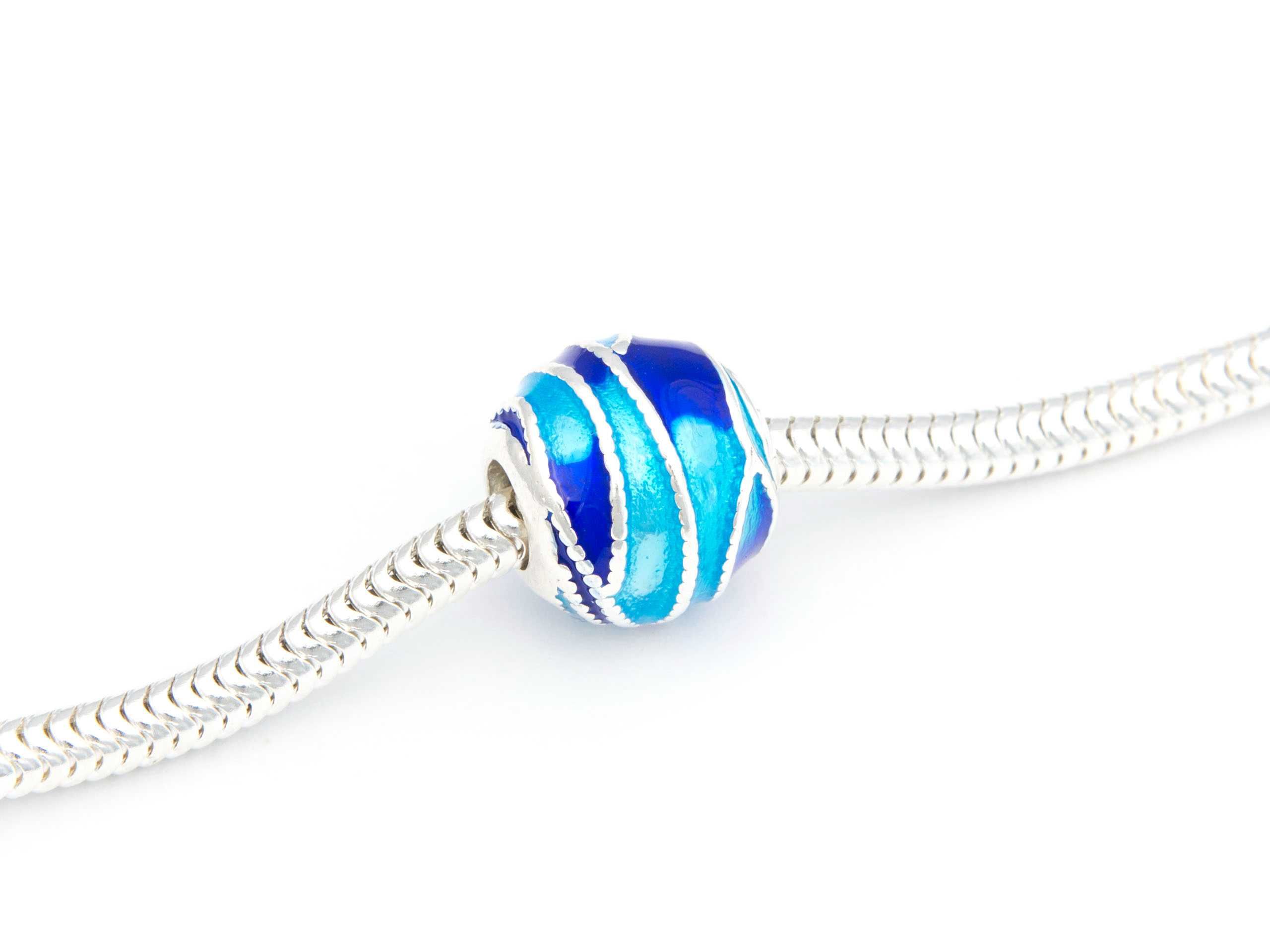 Srebrny 925 charms NOWY niebieska fala