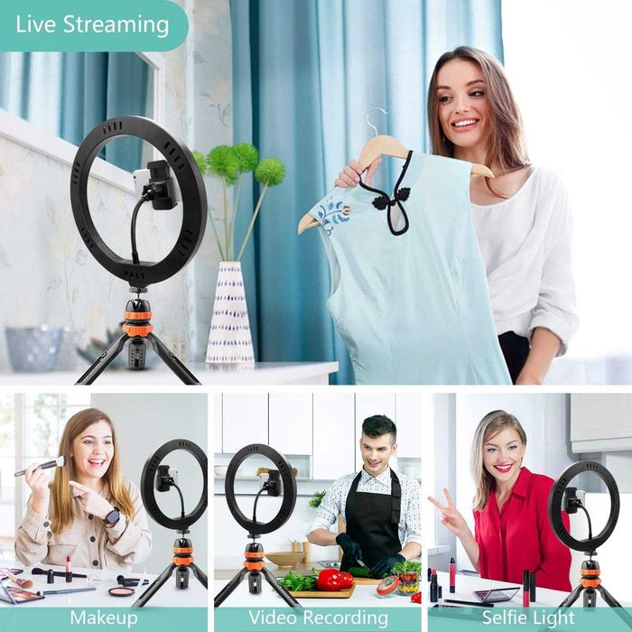 Ring Light Aro Led 10" tripé giratório - 3 cores 11 brilho