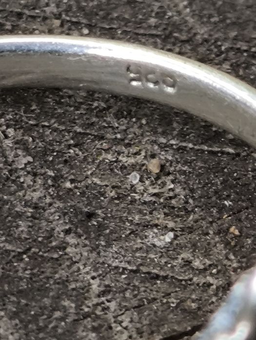 Stary srebrny pierścionek muszla abalone . Vintage